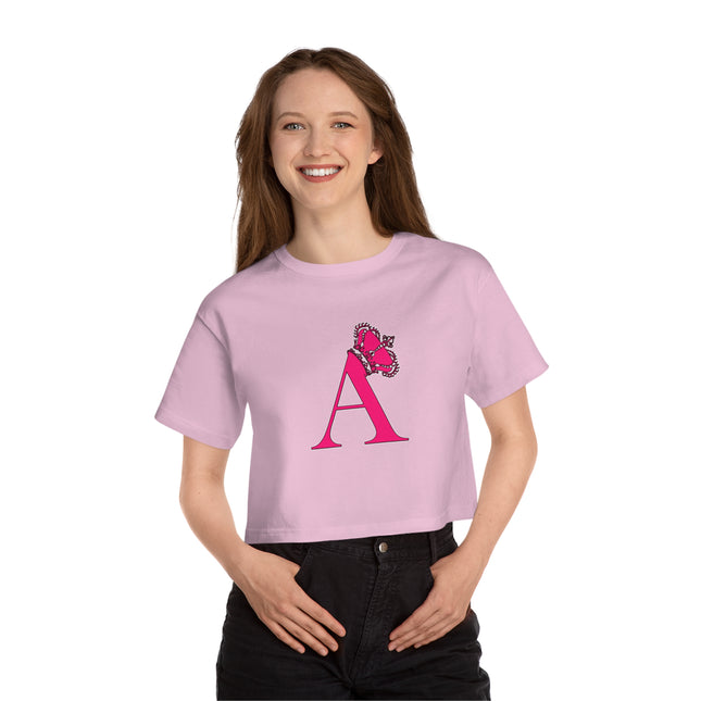 👑 Crowned Initial “A” Cropped Tee – Royal Letter Statement