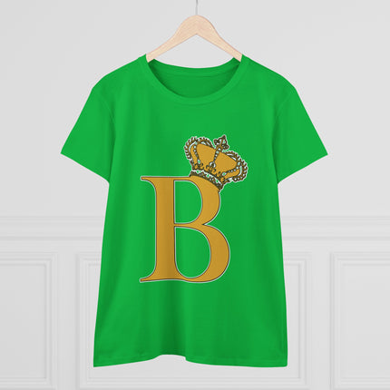 Women's Midweight Cotton Tee, Print Queen Letter B