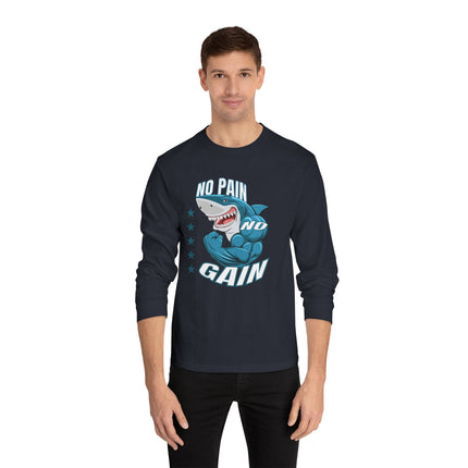 🦈 No Pain, No Gain” Shark Long Sleeve Tee