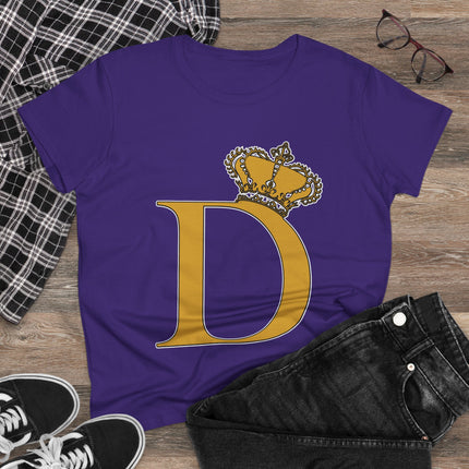 Women's Midweight Cotton Tee, Print Queen Letter D
