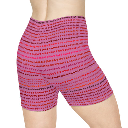 💖 Heartbeat Motion Shorts – Pink & Red Micro-Print