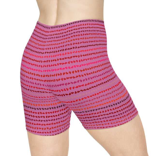 💖 Heartbeat Motion Shorts – Pink & Red Micro-Print