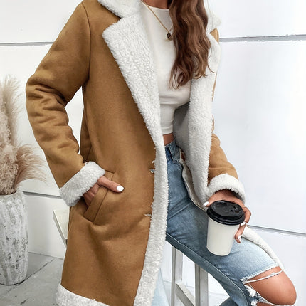 Women's Long-sleeved Lapel Deerskin Velvet Thick Woolen Coat