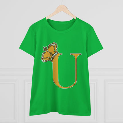👑 Majestic “U” Monogram T-Shirt – Royal Gold on Regal Magenta