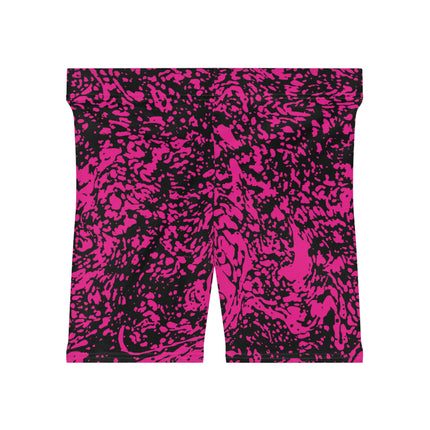 🔥 High-Waisted Splatter Shorts – Electric Pink & Black