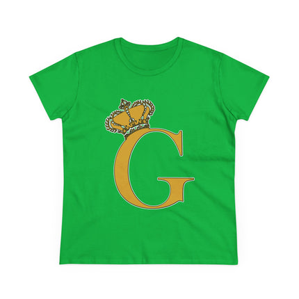 Women's Midweight Cotton Tee, Print Queen Letter G