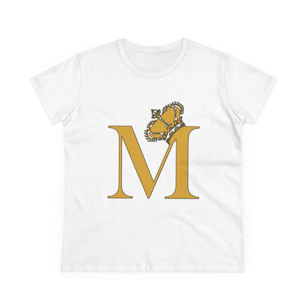 Women's Midweight Cotton Tee, Print Alphabet Letter M