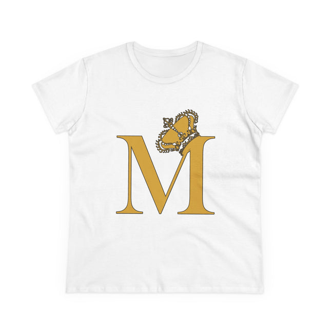 Women's Midweight Cotton Tee, Print Alphabet Letter M