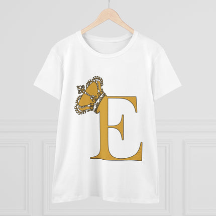 👑 “E” Monogram Tee – Royal Gold Edition (White & Gold