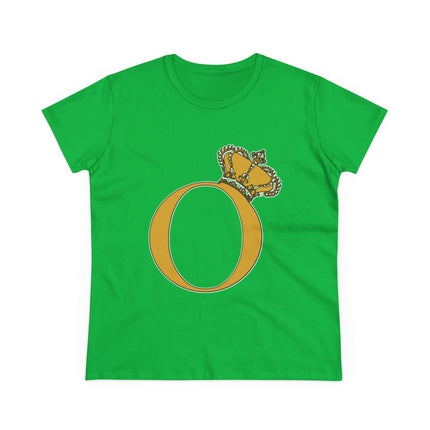 Women's Midweight Cotton Tee, Print Alphabet Letter O