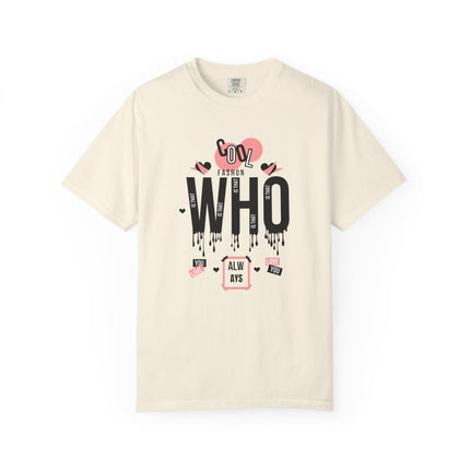 💖 WHO IS THAT” Love Drip Graphic T-Shirt – Cream White