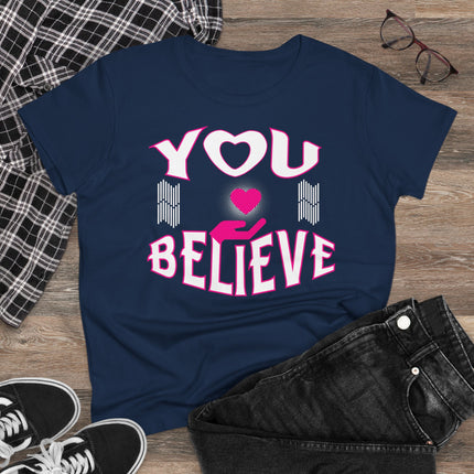 YOU BELIEVE Heart Graphic T-Shirt