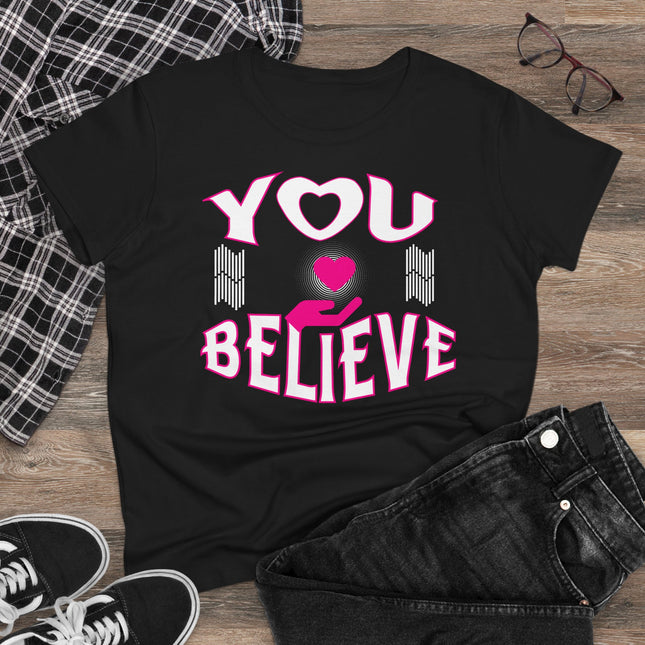 YOU BELIEVE Heart Graphic T-Shirt