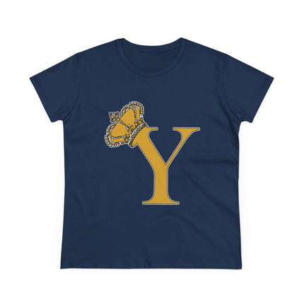 Women's Midweight Cotton Tee, Print Queen Letter Y