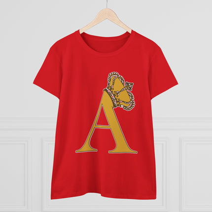 Print Queen Letter A, Women's Midweight Cotton Tee