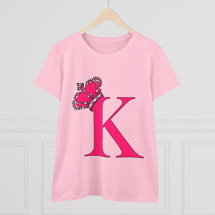 👑 “K” Royal Monogram Tee – Bold in Magenta & Crowned in Pink