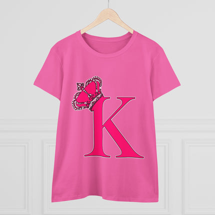 👑 “K” Royal Monogram Tee – Bold in Magenta & Crowned in Pink