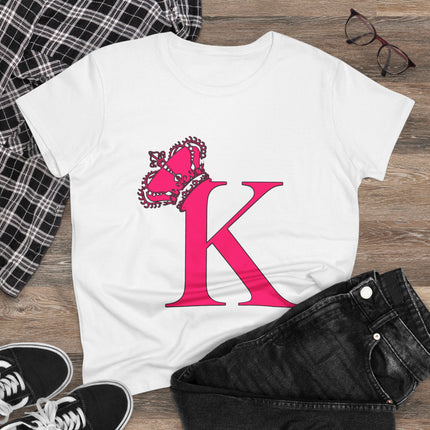 👑 “K” Royal Monogram Tee – Bold in Magenta & Crowned in Pink