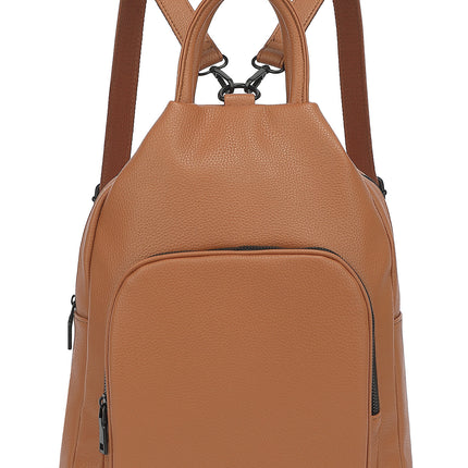 Pu Backpack Practical Soft Leather Zipper Handbag
