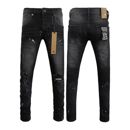 Straight Ripped Stretch American High Street Casual Men's Jeans