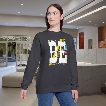 BE Happy Motivational Graphic Sweatshirt – Inspire Your Look