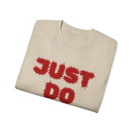 ⚡️JUST DO IT." Spiky Letter Tee – Bold White Edition