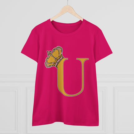 👑 Majestic “U” Monogram T-Shirt – Royal Gold on Regal Magenta