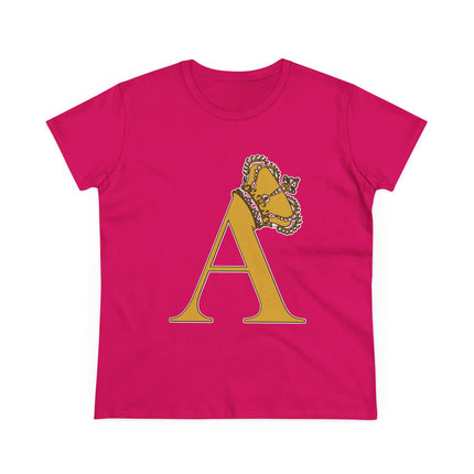 Print Queen Letter A, Women's Midweight Cotton Tee