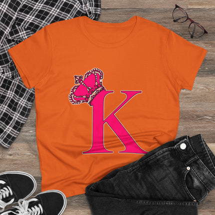 👑 “K” Royal Monogram Tee – Bold in Magenta & Crowned in Pink