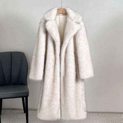 Autumn And Winter Extended Imitation Fur Coat Overcoat