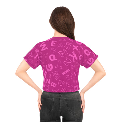 🟣 Alphabet Pop Crop Tee – Purple Edition