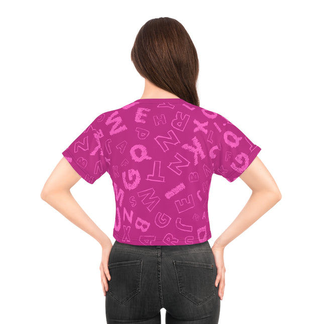 🟣 Alphabet Pop Crop Tee – Purple Edition