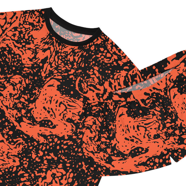 🧡 Urban Blaze Set – Abstract Orange & Black Matching Tee & Shorts