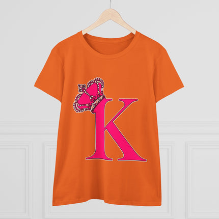 👑 “K” Royal Monogram Tee – Bold in Magenta & Crowned in Pink