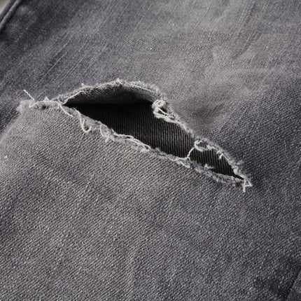 New Gray Knee Knife Ripped Jeans Splash Ink