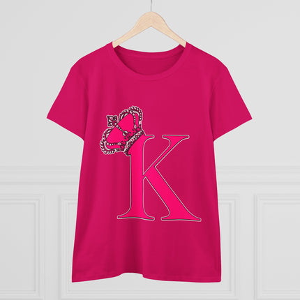 👑 “K” Royal Monogram Tee – Bold in Magenta & Crowned in Pink