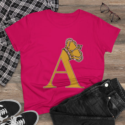 Print Queen Letter A, Women's Midweight Cotton Tee