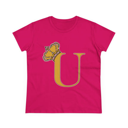 👑 Majestic “U” Monogram T-Shirt – Royal Gold on Regal Magenta