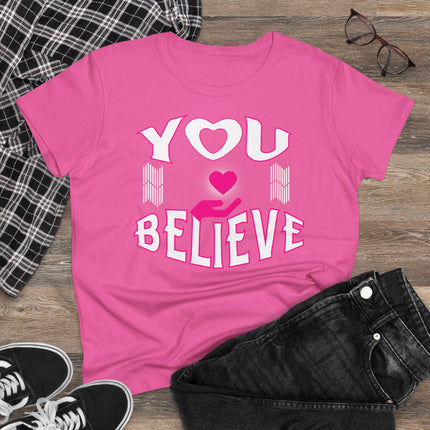 YOU BELIEVE Heart Graphic T-Shirt