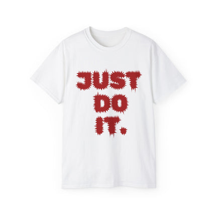 ⚡️JUST DO IT." Spiky Letter Tee – Bold White Edition