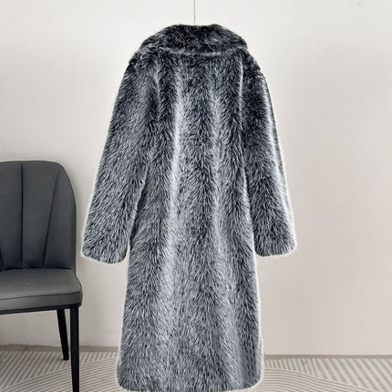 Autumn And Winter Extended Imitation Fur Coat Overcoat