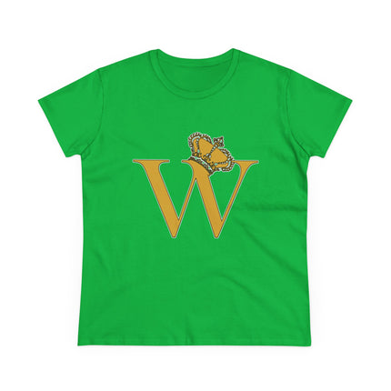 Women's Midweight Cotton Tee, Print Alphabet Letter W