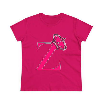 👑 “Z” Monogram Tee – Regal in White & Hot Pink