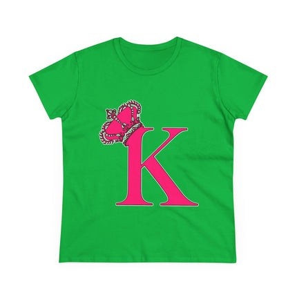 👑 “K” Royal Monogram Tee – Bold in Magenta & Crowned in Pink