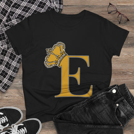 👑 “E” Monogram Tee – Royal Gold Edition (White & Gold