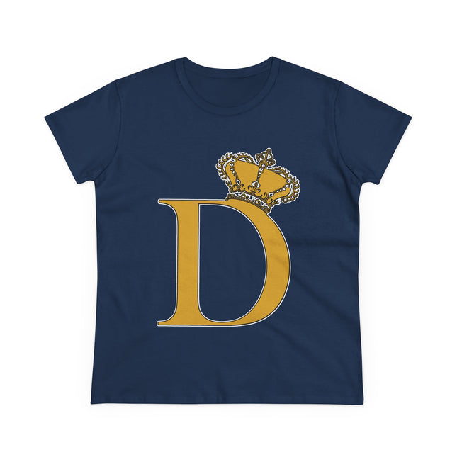 Women's Midweight Cotton Tee, Print Queen Letter D