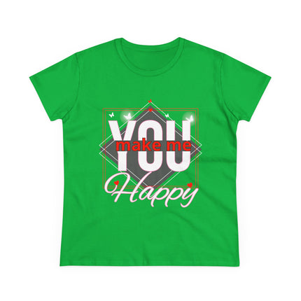 💖 “YOU Make Me Happy” Love Statement Tee – Deep Pink