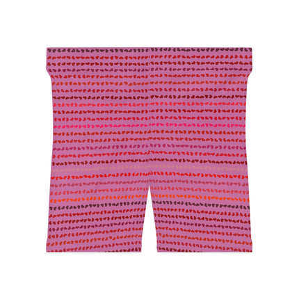 💖 Heartbeat Motion Shorts – Pink & Red Micro-Print