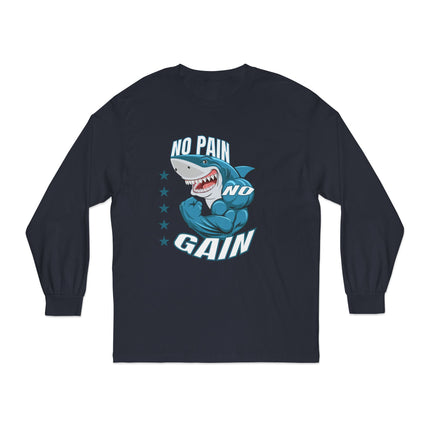 🦈 No Pain, No Gain” Shark Long Sleeve Tee
