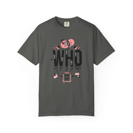 💖 WHO IS THAT” Love Drip Graphic T-Shirt – Cream White